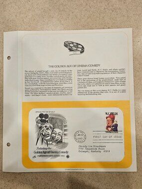 RARE COLLECTIBLE USPS 1ST DAY ISSUE COVER W C FIELDS GOLDEN AGE CINEMA STAMP FDC